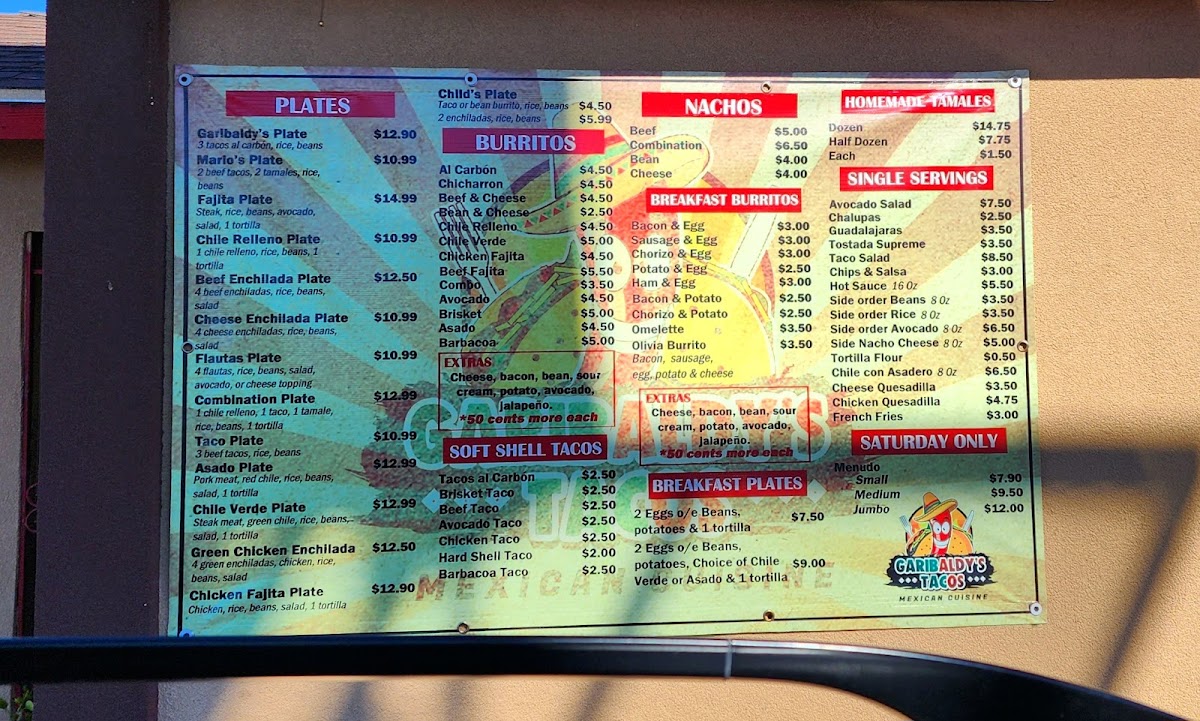 Garibaldy's Tacos Menu - Image 4